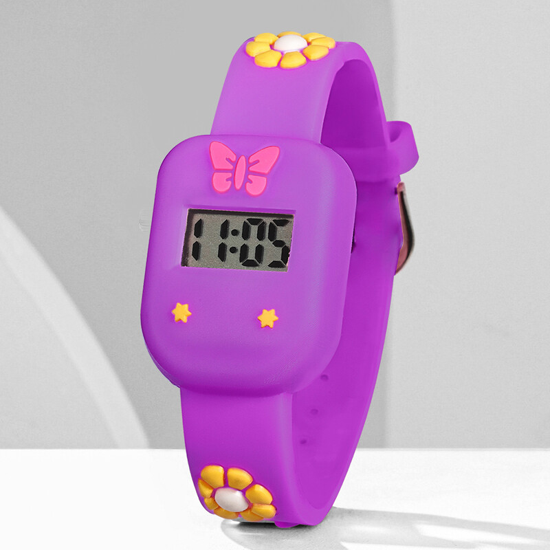 Dječji dječaci i djevojčice Gledaju crtani vijenac Slatki elektronički sat u obliku leptira Studentski kvadratni elektronički sat