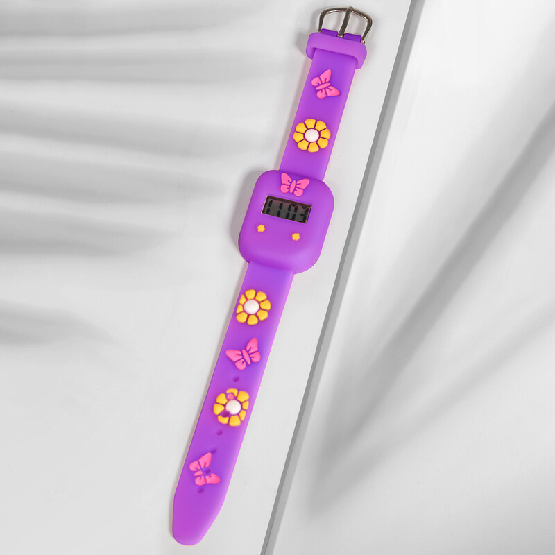 Dječji dječaci i djevojčice Gledaju crtani vijenac Slatki elektronički sat u obliku leptira Studentski kvadratni elektronički sat