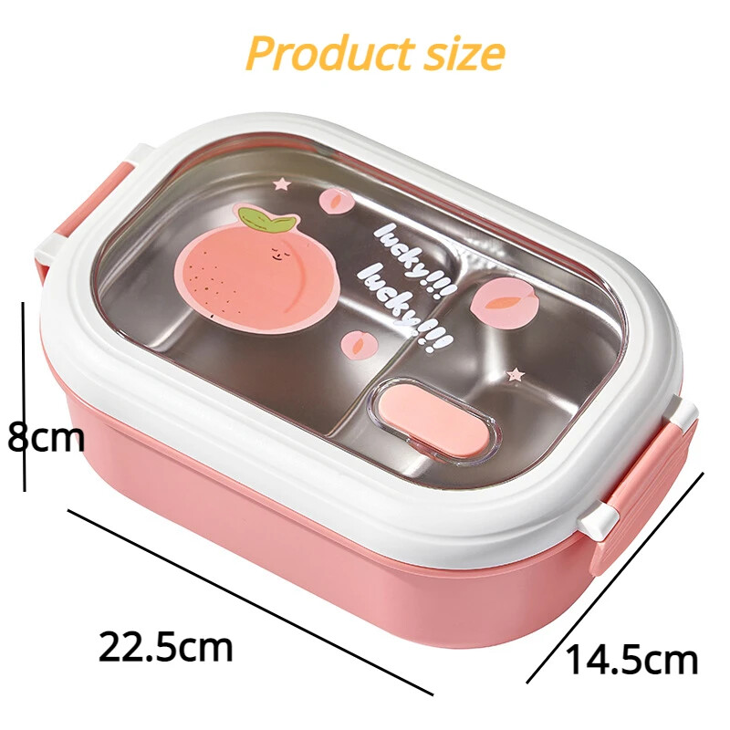 1L Bento Box, prijenosna kutija za ručak od nehrđajućeg čelika, nepropusna kawaii posuda za hranu u mikrovalnoj pećnici za djecu u školi za piknik