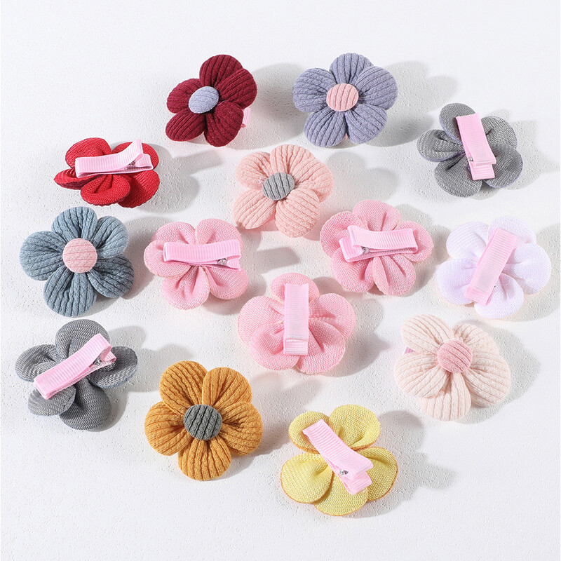 14 bucăți/set copii drăguț țesătură floare cleme de păr accesorii de păr pentru fete dulci ace de păr pentru bebeluși barete pentru cap pentru copii