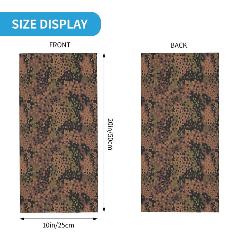 Pea Dot Camo Bandană militară Gât pentru gât Mască imprimată Esarfă Multi-utilizare Esarfa ciclism Călărie pentru bărbați, femei, adulți, lavabilă
