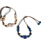 Ručno izrađena keramička narukvica s privjeskom za sunce, podesiva voštana vrpca 12-28 cm u starinskom stilu