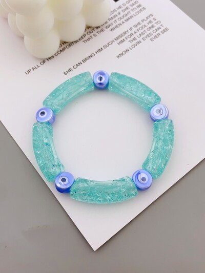 Funky Angel Eye narukvica od keramičkih perli za žensku svakodnevnu odjeću Elegantna akrilna savijena cjevasta narukvica s uzorkom mozaika
