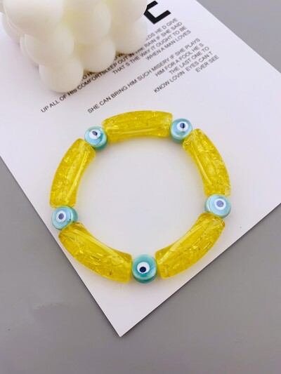 Funky Angel Eye narukvica od keramičkih perli za žensku svakodnevnu odjeću Elegantna akrilna savijena cjevasta narukvica s uzorkom mozaika