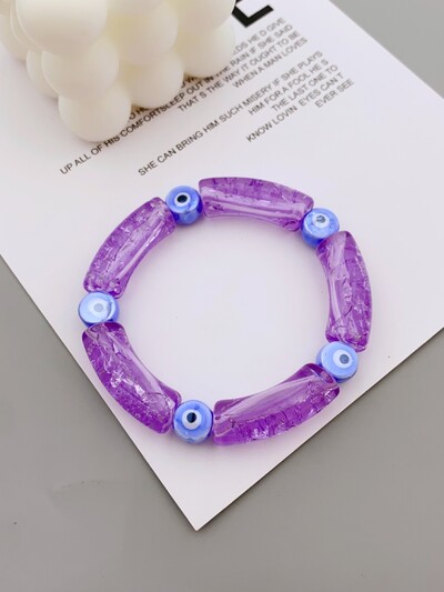 Funky Angel Eye narukvica od keramičkih perli za žensku svakodnevnu odjeću Elegantna akrilna savijena cjevasta narukvica s uzorkom mozaika