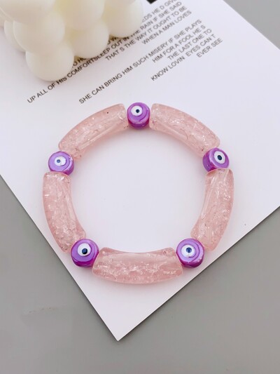 Funky Angel Eye narukvica od keramičkih perli za žensku svakodnevnu odjeću Elegantna akrilna savijena cjevasta narukvica s uzorkom mozaika