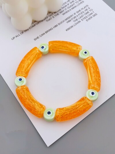 Funky Angel Eye narukvica od keramičkih perli za žensku svakodnevnu odjeću Elegantna akrilna savijena cjevasta narukvica s uzorkom mozaika
