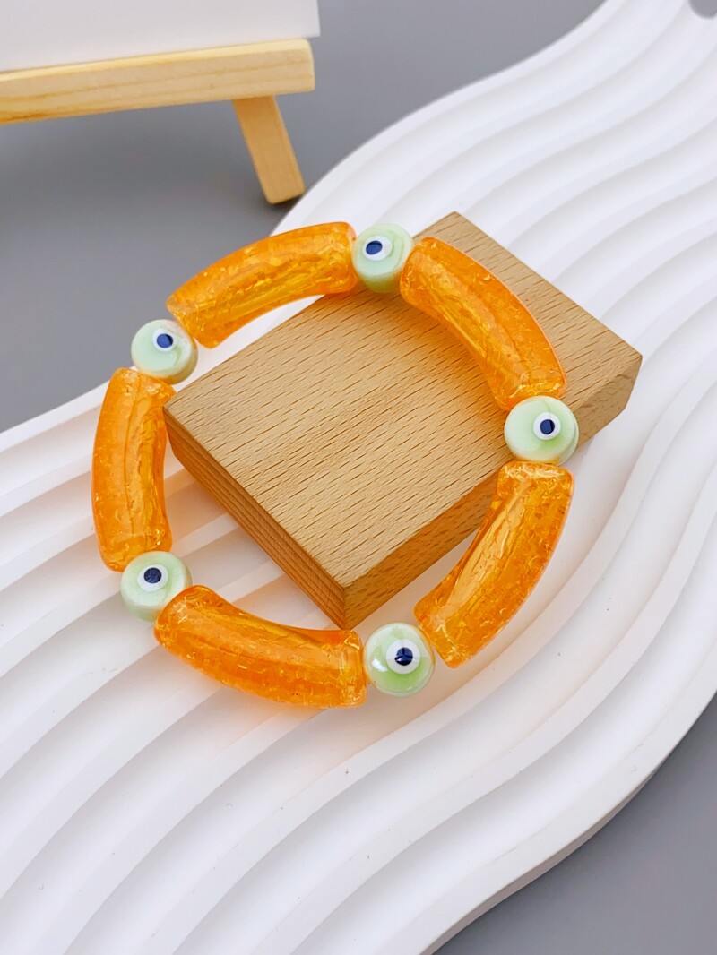 Funky Angel Eye narukvica od keramičkih perli za žensku svakodnevnu odjeću Elegantna akrilna savijena cjevasta narukvica s uzorkom mozaika