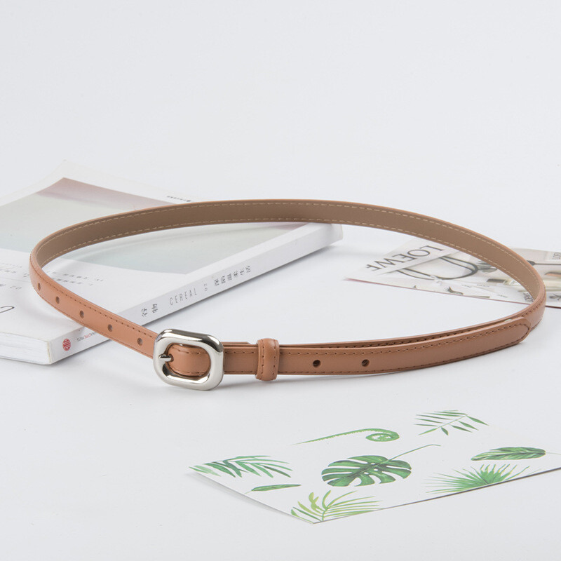 Curea subțire din piele naturală femei moda design simplu blugi accesorii brâu aliaj argint cataramă retro Y2k fete talie