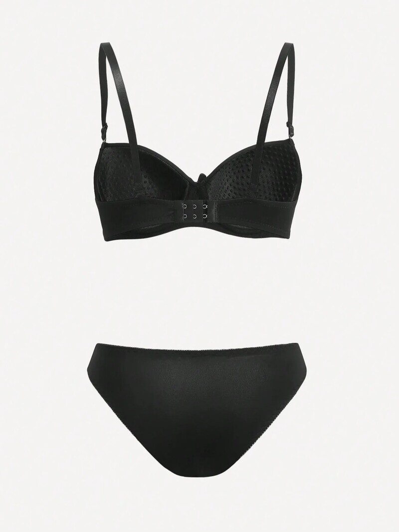 2 seturi Set de lenjerie solidă cu sârmă Sutien Push Up pentru femei cu inel de oțel Lenjerie de corp pentru femei Chiloți Seturi de sutien de zi cu zi