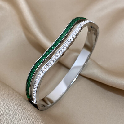 Narukvica s nepravilnim valovima od nehrđajućeg čelika za žene 2024. šarm dvoslojne šarene narukvice s manžetama od kamenčića trendi nakit