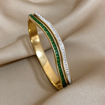 Narukvica s nepravilnim valovima od nehrđajućeg čelika za žene 2024. šarm dvoslojne šarene narukvice s manžetama od kamenčića trendi nakit