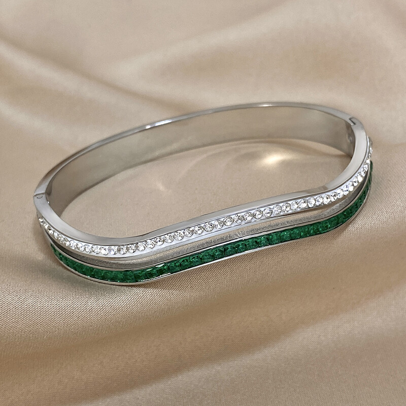 Narukvica s nepravilnim valovima od nehrđajućeg čelika za žene 2024. šarm dvoslojne šarene narukvice s manžetama od kamenčića trendi nakit