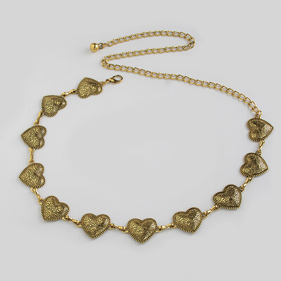 Augstas kvalitātes sieviešu vidukļa ķēde sievietēm Eleganta mīlestības raksta grebšanas tekstūra Retro vidukļa ķēde Smagās rūpniecības sieviešu vidukļa ķēde