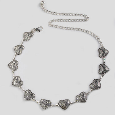 Augstas kvalitātes sieviešu vidukļa ķēde sievietēm Eleganta mīlestības raksta grebšanas tekstūra Retro vidukļa ķēde Smagās rūpniecības sieviešu vidukļa ķēde