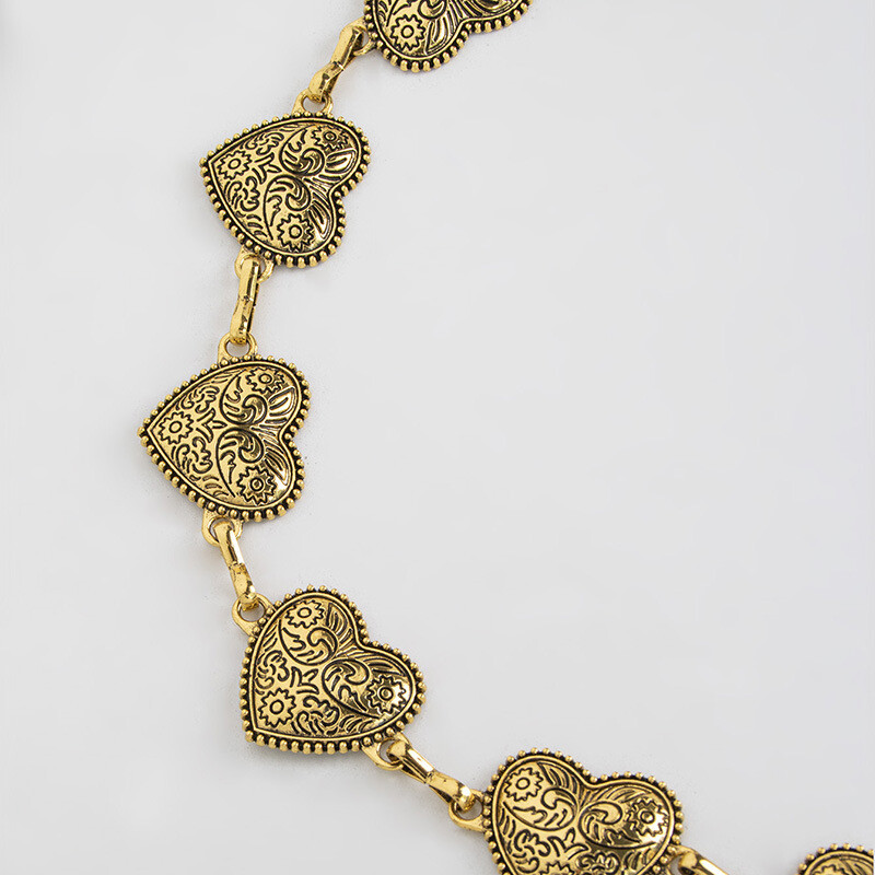 Augstas kvalitātes sieviešu vidukļa ķēde sievietēm Eleganta mīlestības raksta grebšanas tekstūra Retro vidukļa ķēde Smagās rūpniecības sieviešu vidukļa ķēde