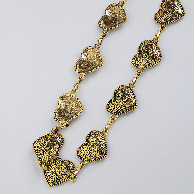 Augstas kvalitātes sieviešu vidukļa ķēde sievietēm Eleganta mīlestības raksta grebšanas tekstūra Retro vidukļa ķēde Smagās rūpniecības sieviešu vidukļa ķēde