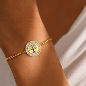 Narukvice od nehrđajućeg čelika Izvrsno drvo života s kristalnim lančićem s privjeskom Trendovska narukvica za žene Nakit koji ne blijedi, visoke kvalitete