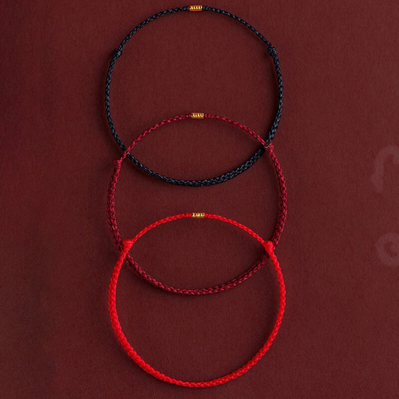 Mărgele de culoare aurie, lucrate manual de modă, frânghie roșie, brățări norocoase, brățări reglabile cu farmec pentru femei, bărbați, cadou pentru iubitorii