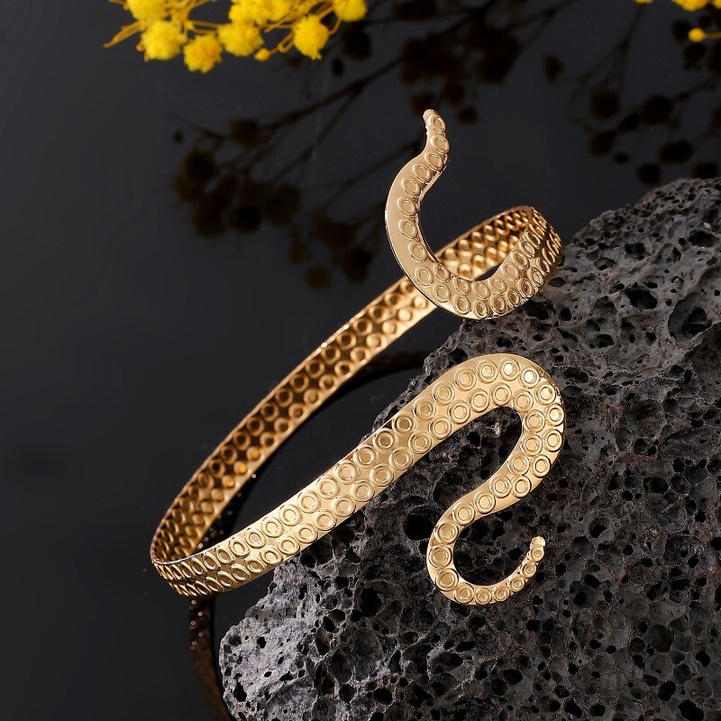Brățară cu caracatiță exagerată, inel cu braț curbat în formă de șarpe personalizat, bijuterii la modă pentru femei, hip-hop, rock punk