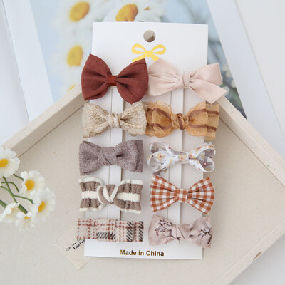 10 bucăți de agrafe de păr pentru copii lucrate manual, accesorii de păr minunate, accesorii de păr la modă pentru bebeluși, fundite din țesătură cu acoperire completă în ac de păr pentru fete