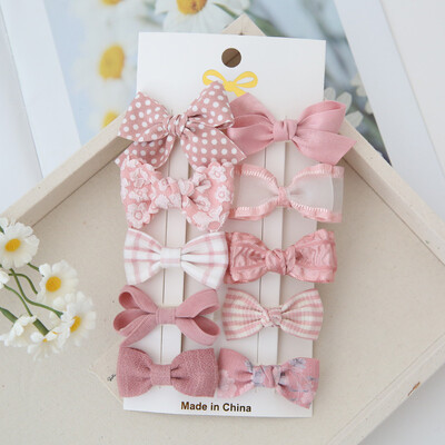 10 bucăți de agrafe de păr pentru copii lucrate manual, accesorii de păr minunate, accesorii de păr la modă pentru bebeluși, fundite din țesătură cu acoperire completă în ac de păr pentru fete