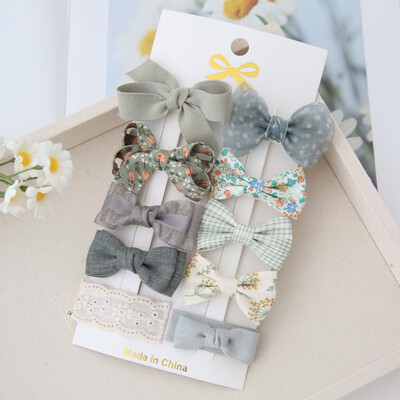 10 bucăți de agrafe de păr pentru copii lucrate manual, accesorii de păr minunate, accesorii de păr la modă pentru bebeluși, fundite din țesătură cu acoperire completă în ac de păr pentru fete