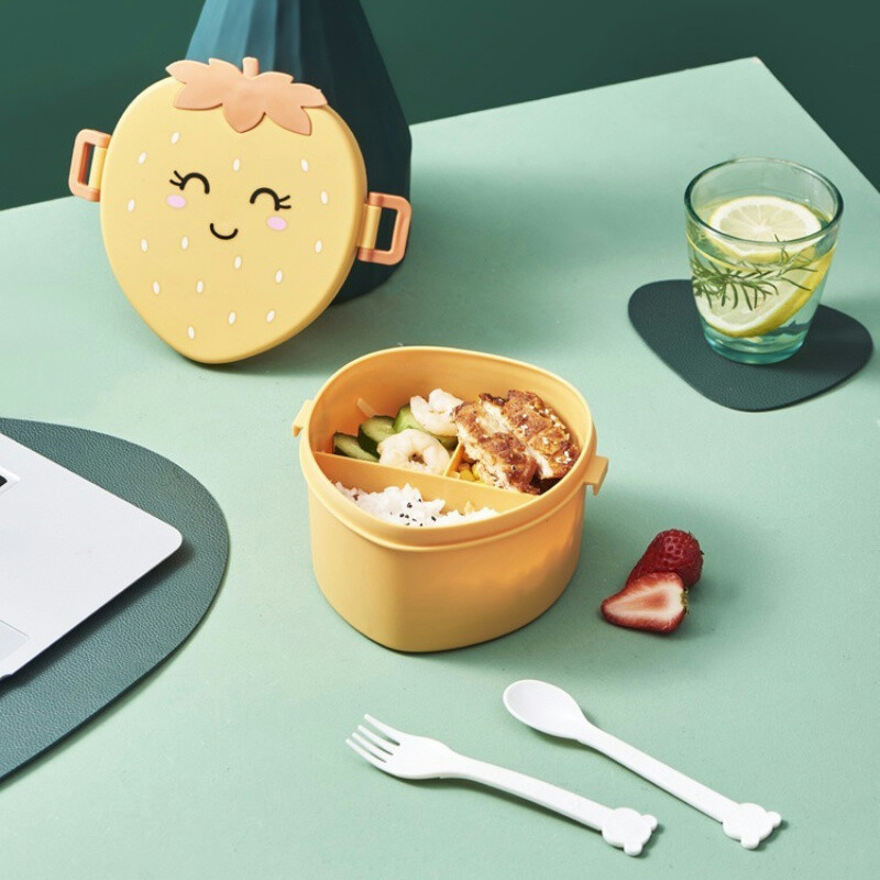 Кутия за обяд с ягоди Творчески деца 3 отделения Контейнер за храна Плодове Кутия за обяд Офис служител Опаковане на кутия за обяд Пикник