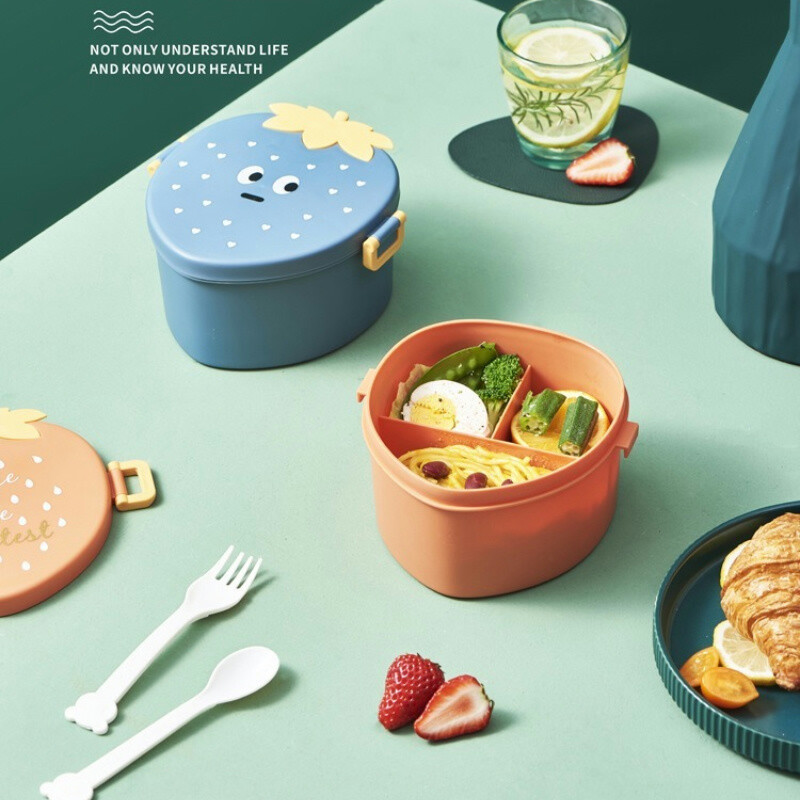 Кутия за обяд с ягоди Творчески деца 3 отделения Контейнер за храна Плодове Кутия за обяд Офис служител Опаковане на кутия за обяд Пикник