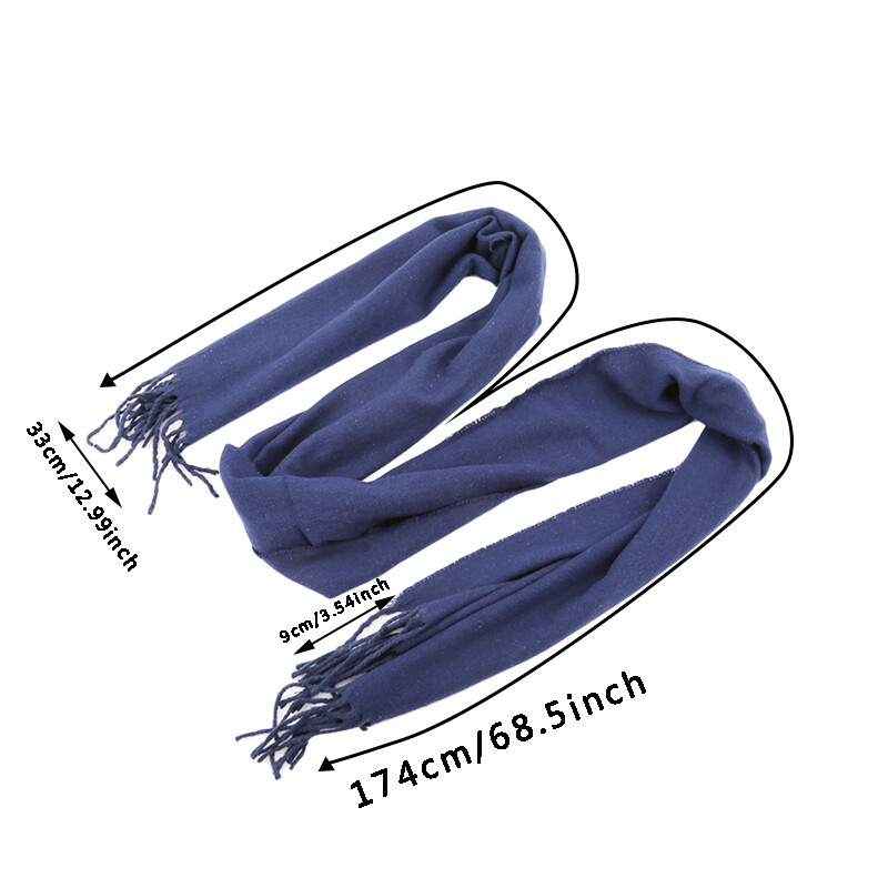 Eșarfe de lână Iarnă Moale și Cald șal de cașmir îngroșat șal lung cu ciucuri Esarfă caldă Moda Culoare uni Femei Bărbați Esarfă