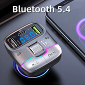 Transmițător FM Bluetooth 5.4 Mâini libere portabil Modulator radio AUX auto MP3 Player cu adaptor de încărcare rapidă Accesorii auto