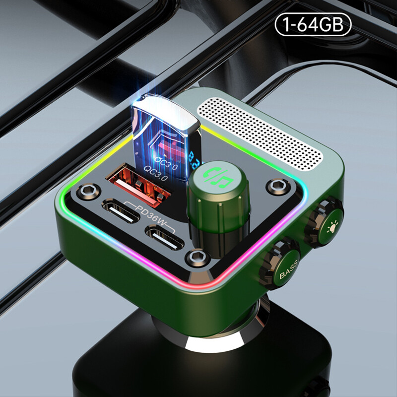 Transmițător FM Bluetooth 5.3 muzică mașină player USB player MP3 bass apel mâini libere încărcător auto 54W încărcare rapidă PD36W QC3.0 18W