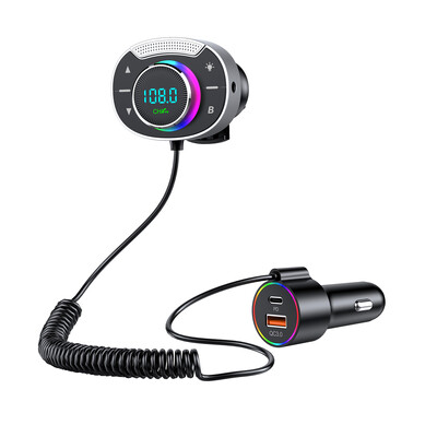 LED Auto Bluetooth 5.3 Transmițător FM Auto Adaptor AUX de 3,5 mm MP3 Player PD30W QC18W Încărcător rapid auto Apeluri hands-free Kit auto