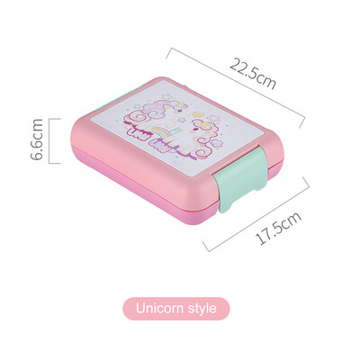 Ükssarviku lõunakarp lastele väikelaste õpilaste lõunakarbid kastmetassiga laste bentokarp pikniku toidukonteinerite jaoks