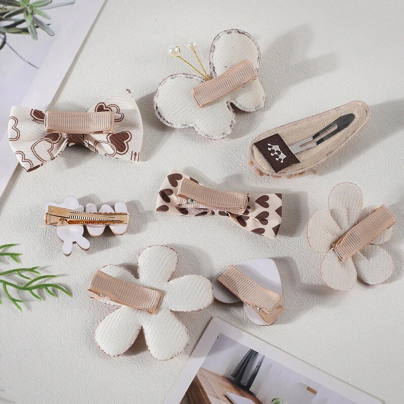 8 bucăți/set agrafe de păr din desene animate coreene pentru fete iarnă drăguță floare de pluș iepure agrafe de tricotat barete accesorii de păr pentru copii