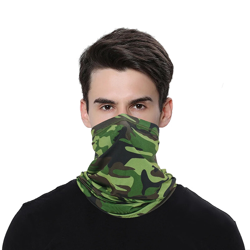 Camuflaj imprimat Ice Silk Anti Praf UV Buff Bandana Cap Esarfă Mască de față pentru Motocicletă Bicicletă Pescuit Sport