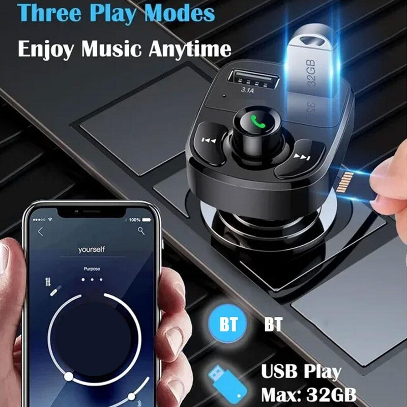 Automobilski Bluetooth 5.0 FM odašiljač PD Type-C Dual USB 3.1A Brzi punjač Šareno ambijentalno svjetlo Handsfree MP3 Modulator Player