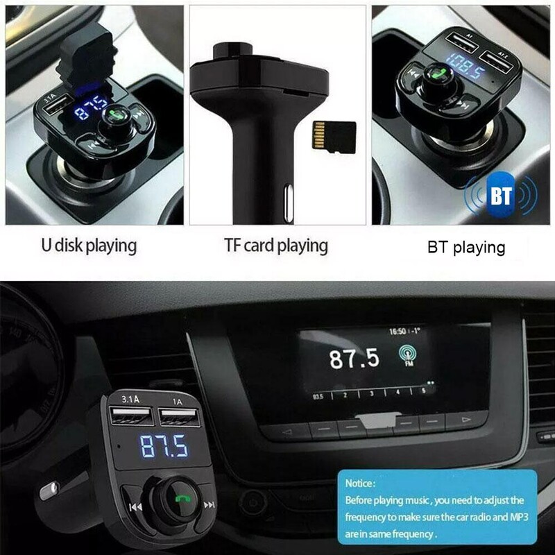 Automobilski Bluetooth 5.0 FM odašiljač PD Type-C Dual USB 3.1A Brzi punjač Šareno ambijentalno svjetlo Handsfree MP3 Modulator Player