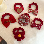 Temperament je svestran, crveno cvijeće s mašnama, ženska gumica za kosu, konop za kosu, kožna traka za kosu