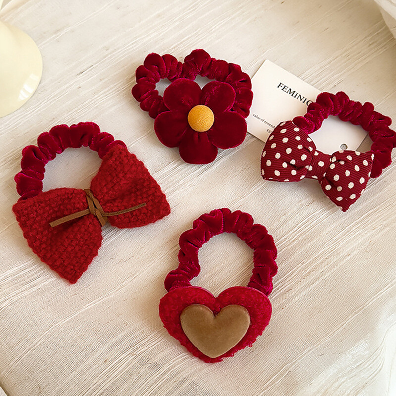 Temperament je svestran, crveno cvijeće s mašnama, ženska gumica za kosu, konop za kosu, kožna traka za kosu