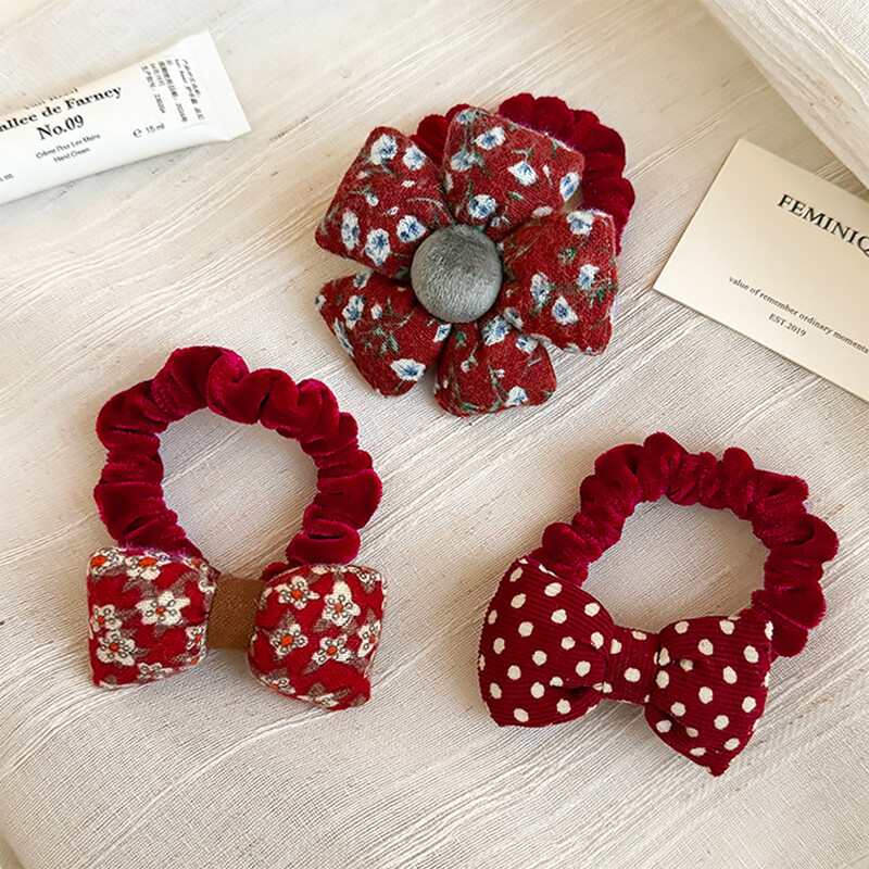 Temperament je svestran, crveno cvijeće s mašnama, ženska gumica za kosu, konop za kosu, kožna traka za kosu