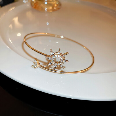 Brățară de damă geometrică cu litere de cristal de clasă Brățară de modă Brățări minimaliste versatile personalizate pentru femei