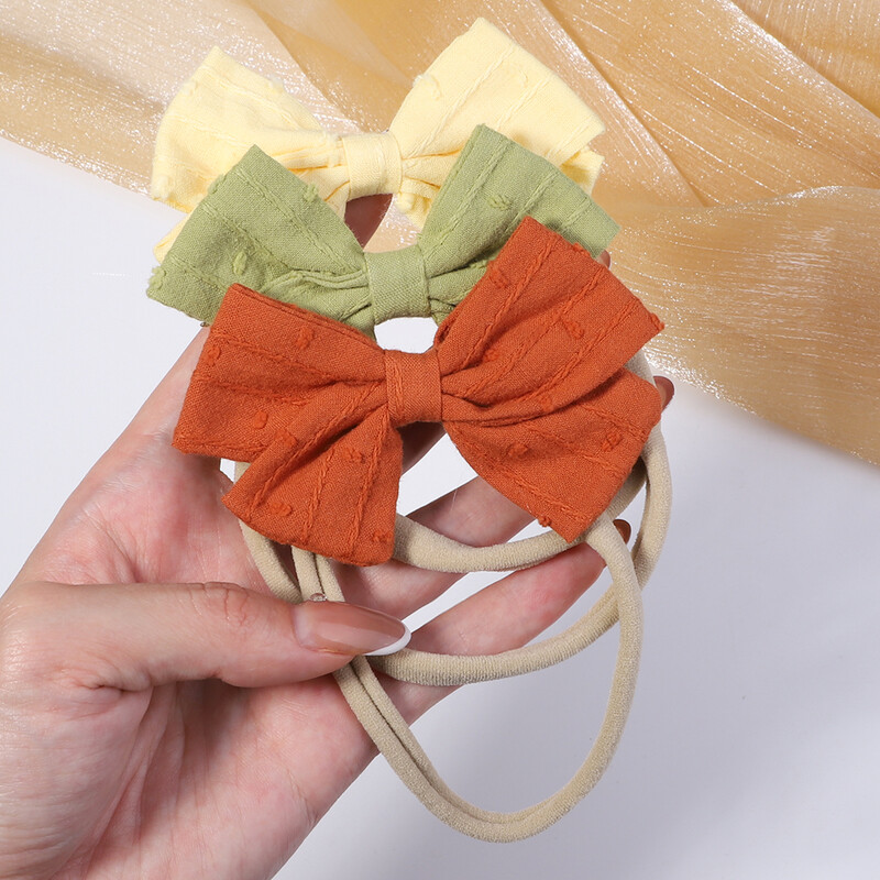 5 bucăți/set fundite din bumbac și in bentiță pentru fete nou-născuți benzi elastice de păr din nailon bentițe de păr pentru copii mici Accesorii pentru păr pentru copii