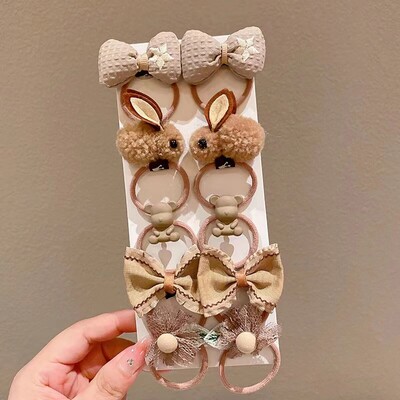 10 bucăți/set fete cu desene animate bandă de păr papion dulci benzi elastice de cauciuc prințesă flori scrunchies accesorii de păr pentru copii