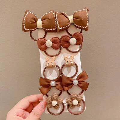 10 bucăți/set fete cu desene animate bandă de păr papion dulci benzi elastice de cauciuc prințesă flori scrunchies accesorii de păr pentru copii