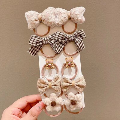 10 bucăți/set fete cu desene animate bandă de păr papion dulci benzi elastice de cauciuc prințesă flori scrunchies accesorii de păr pentru copii