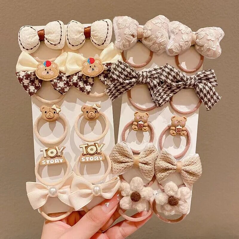 10 bucăți/set fete cu desene animate bandă de păr papion dulci benzi elastice de cauciuc prințesă flori scrunchies accesorii de păr pentru copii