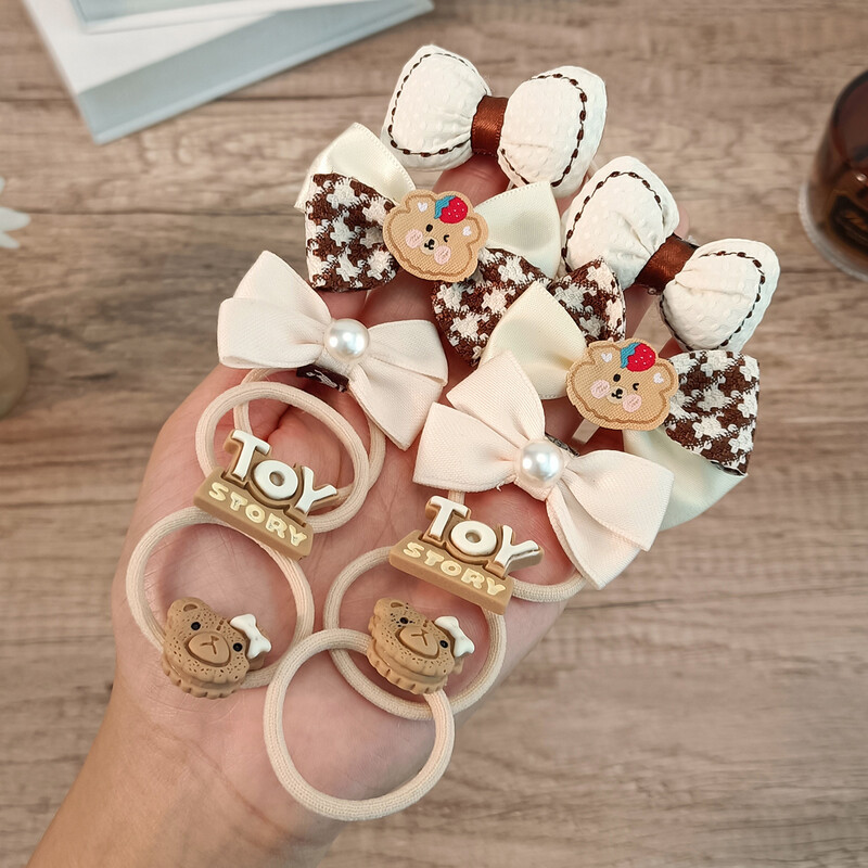 10 bucăți/set fete cu desene animate bandă de păr papion dulci benzi elastice de cauciuc prințesă flori scrunchies accesorii de păr pentru copii