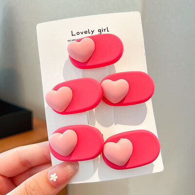 [Set de 5 piese] Nouă modă Roz Dulce Dulce Acul de păr Fetiță Păr rupt Agrafă mică Barete laterale Accesorii pentru păr Cochiră