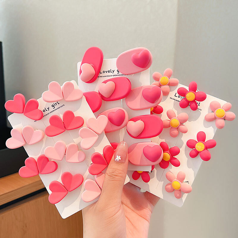 [Set de 5 piese] Nouă modă Roz Dulce Dulce Acul de păr Fetiță Păr rupt Agrafă mică Barete laterale Accesorii pentru păr Cochiră